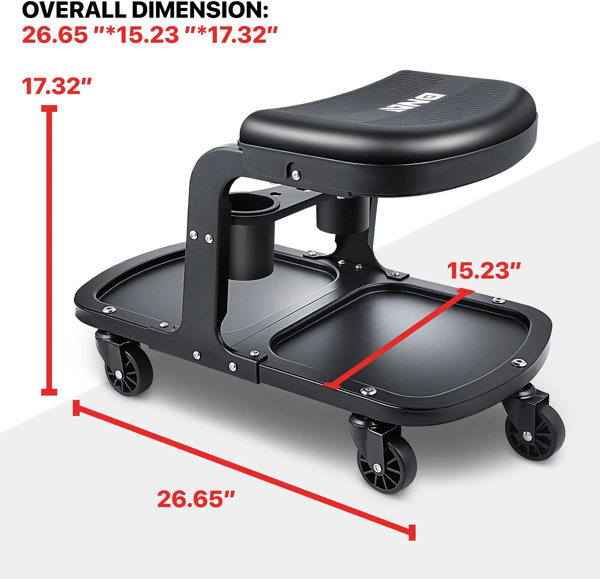 DNA Motoring Garage/Shop Rolling Stool 5 Rollers Heavy Duty